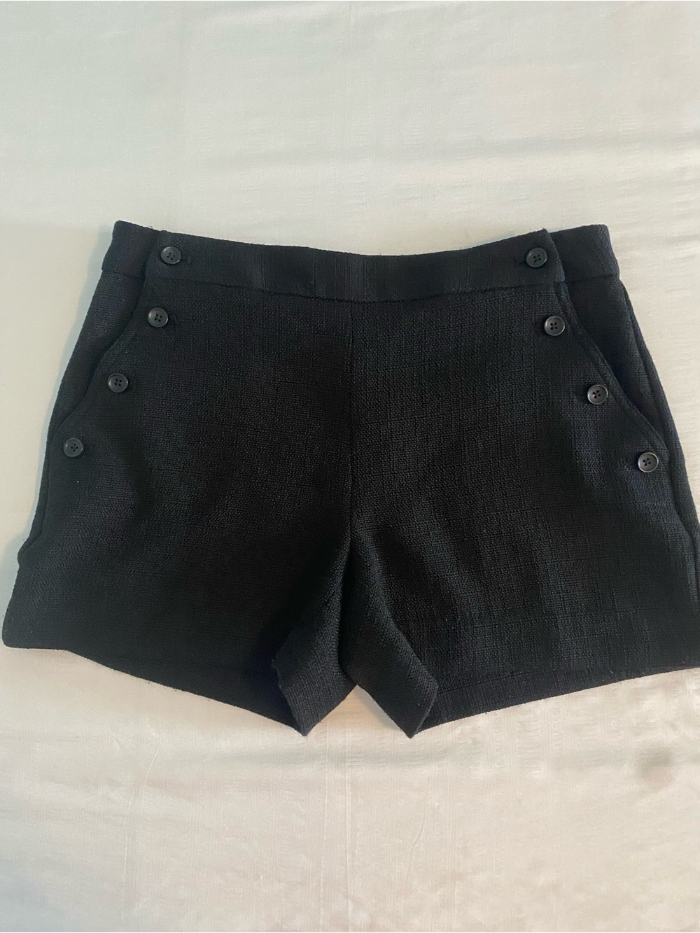 Banana Republic Black High-Waist Button-Accent Shorts